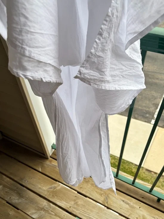 🆕DKNY Pure White Linen Maxi Dress Sleeveless Side Slit Summer Dress Size S Chic - Picture 12 of 15